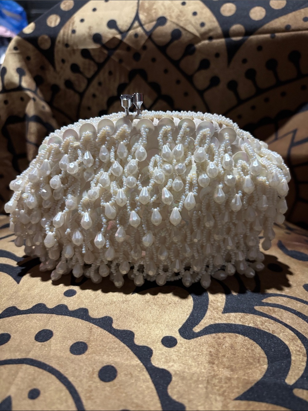 Beaded Evening Clutch - Elegant Pearl Drop Design
